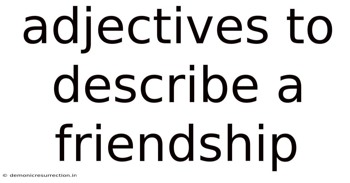 Adjectives To Describe A Friendship