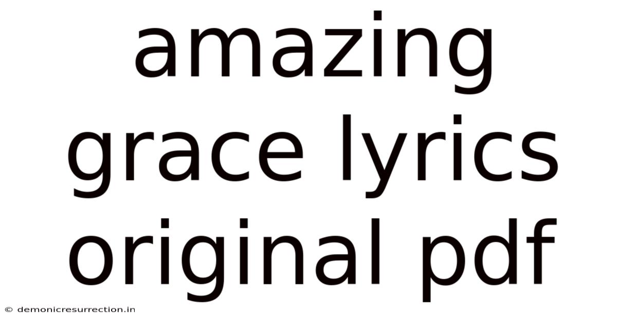 Amazing Grace Lyrics Original Pdf