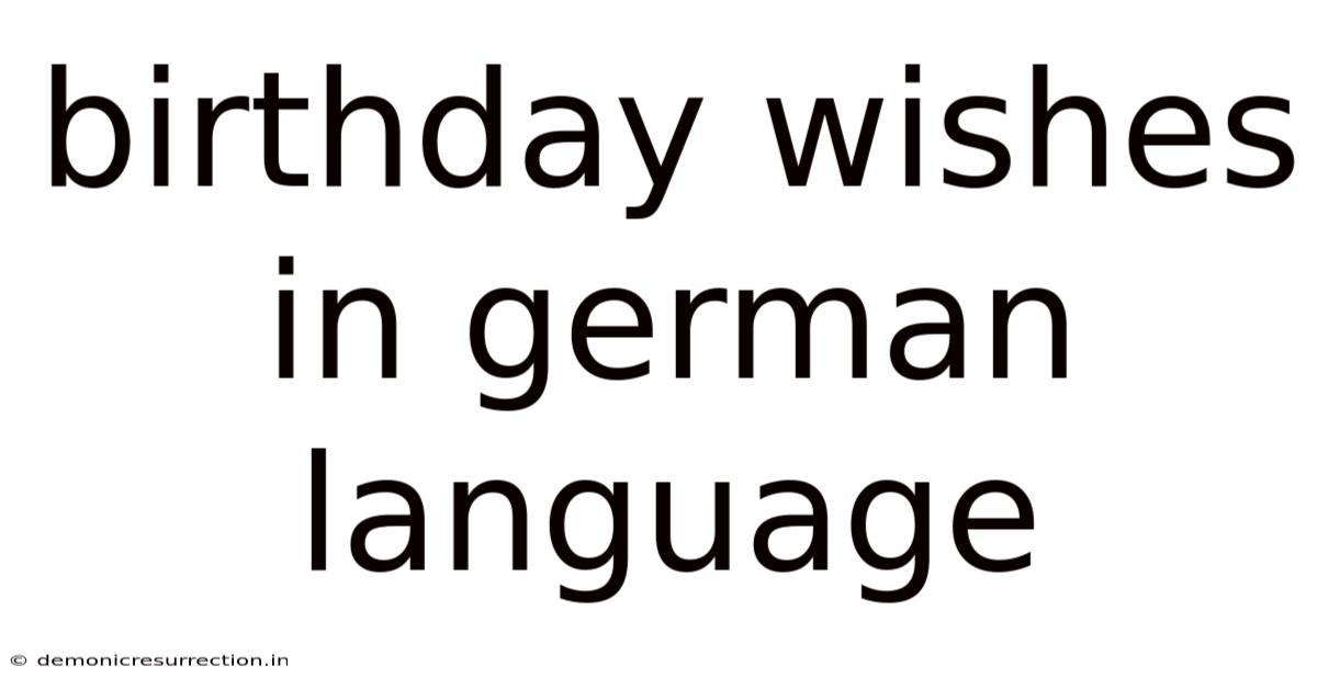Birthday Wishes In German Language