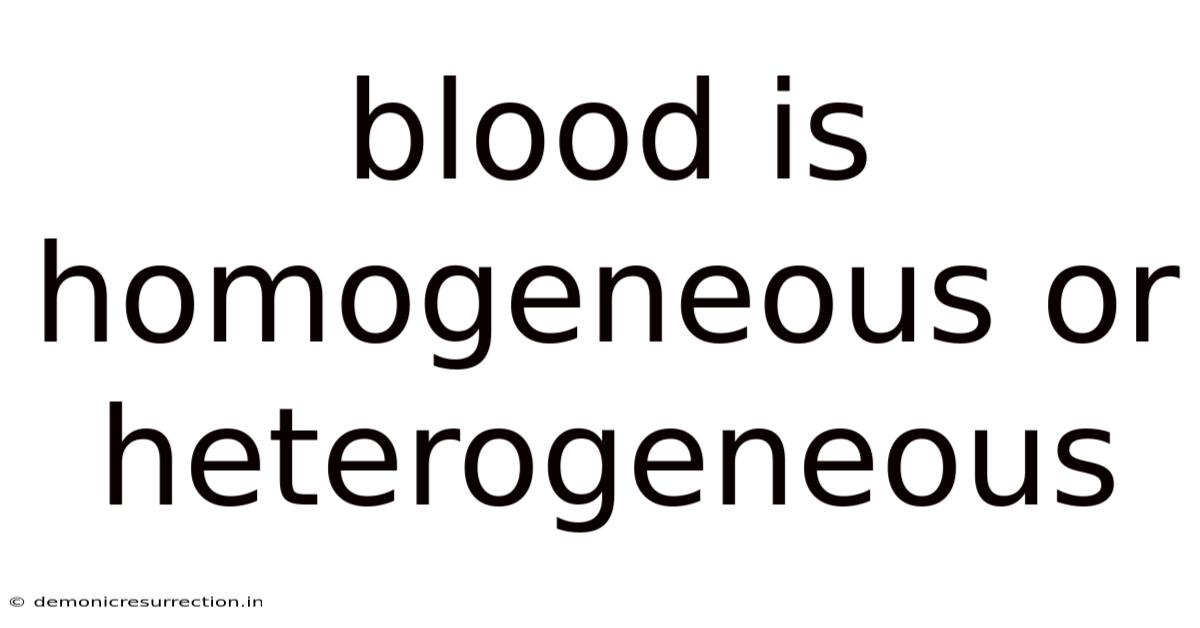 Blood Is Homogeneous Or Heterogeneous