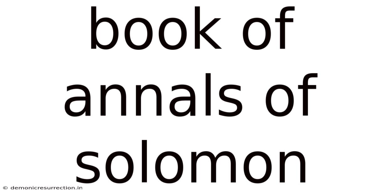 Book Of Annals Of Solomon