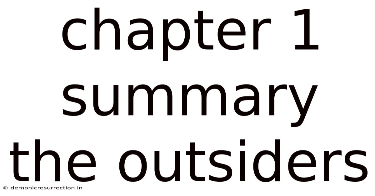 Chapter 1 Summary The Outsiders
