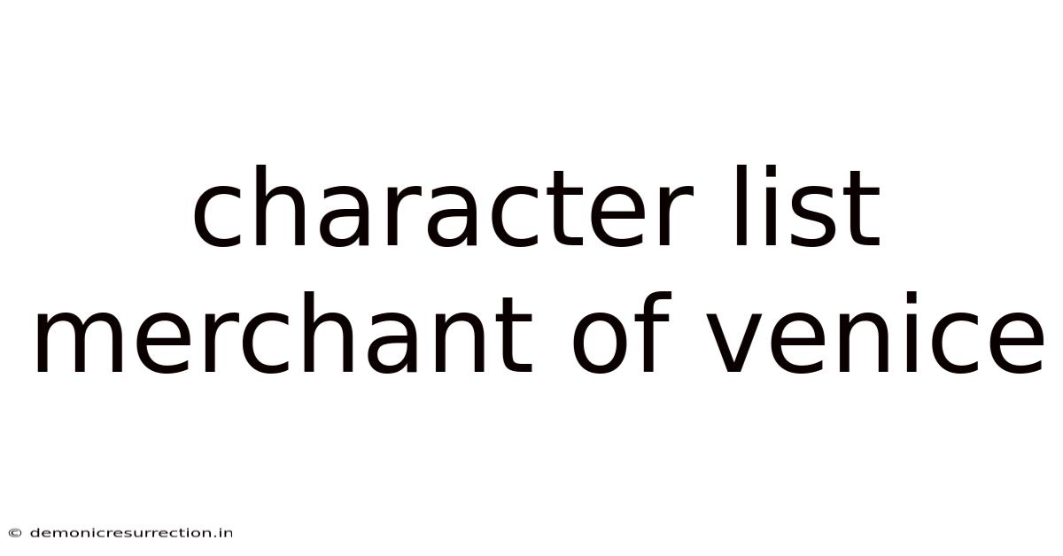 Character List Merchant Of Venice
