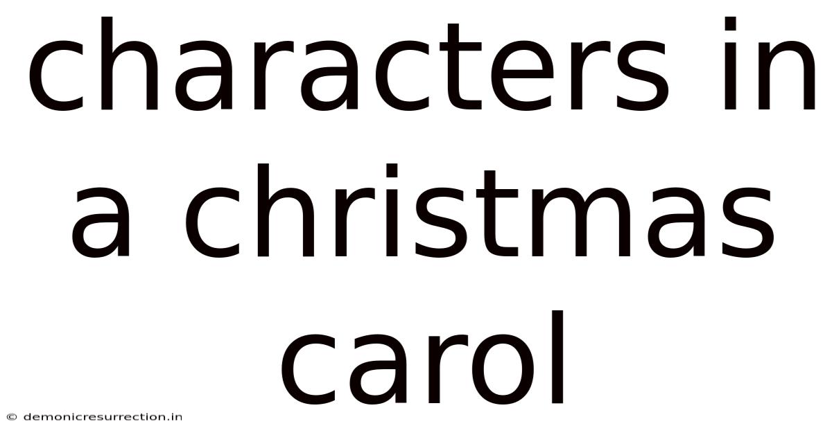 Characters In A Christmas Carol
