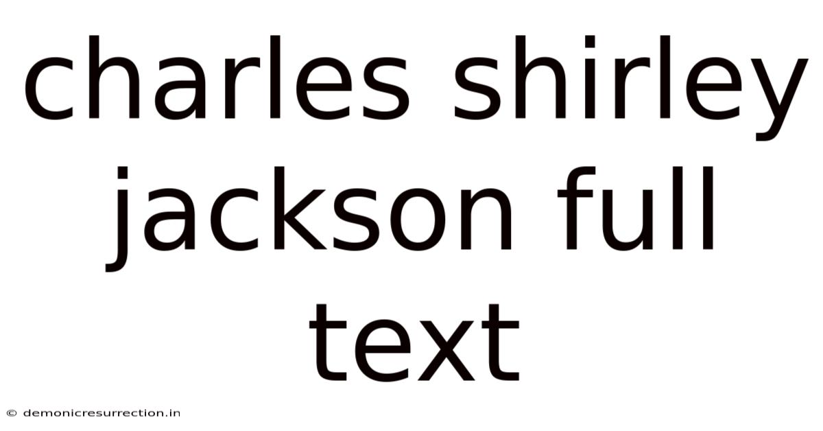 Charles Shirley Jackson Full Text