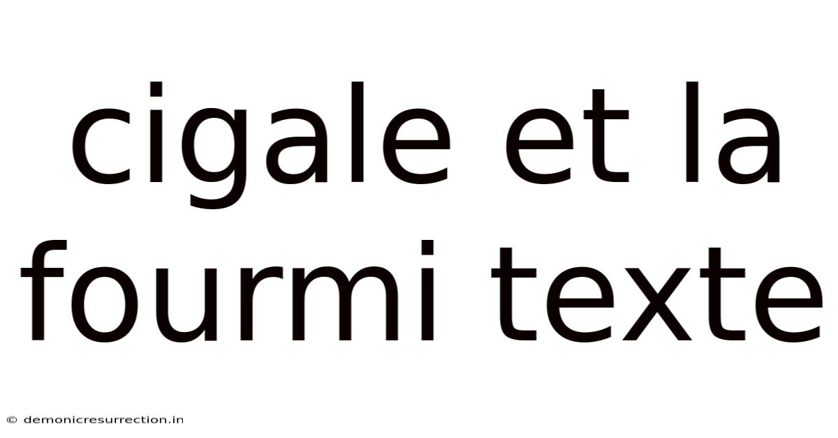 Cigale Et La Fourmi Texte