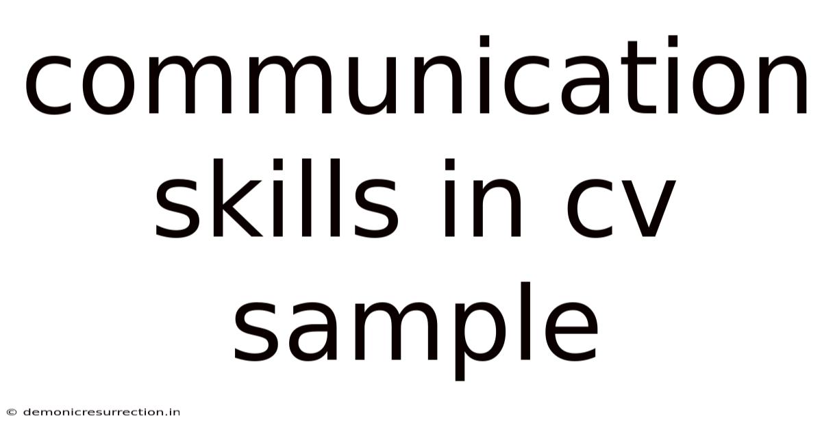 Communication Skills In Cv Sample