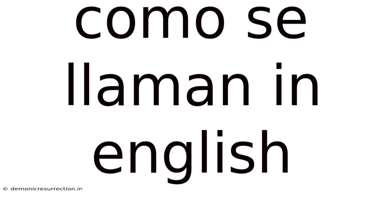 Como Se Llaman In English