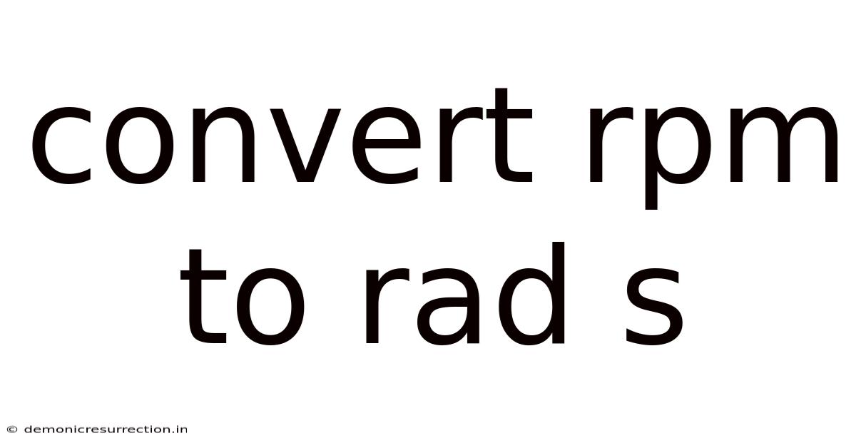 Convert Rpm To Rad S