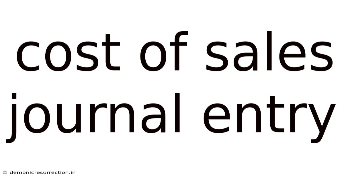 Cost Of Sales Journal Entry
