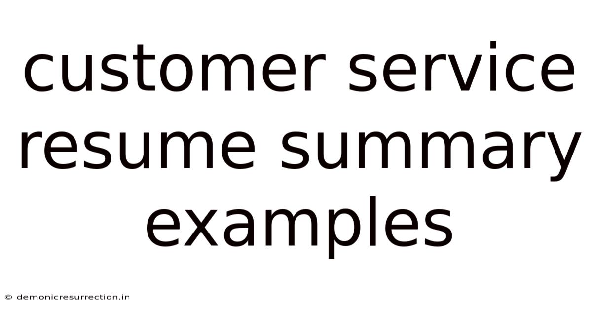 Customer Service Resume Summary Examples