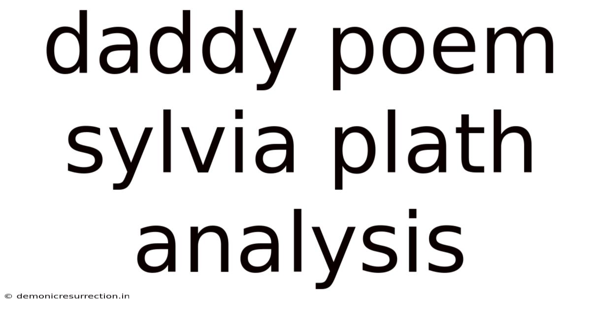 Daddy Poem Sylvia Plath Analysis