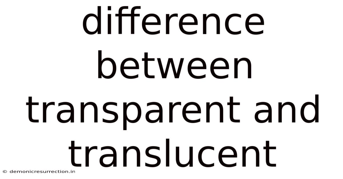 Difference Between Transparent And Translucent