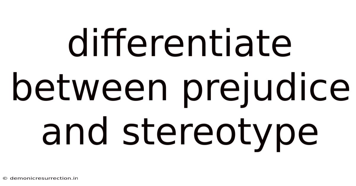Differentiate Between Prejudice And Stereotype