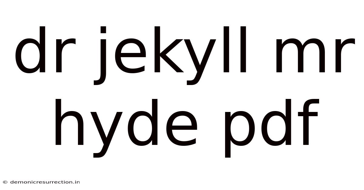 Dr Jekyll Mr Hyde Pdf