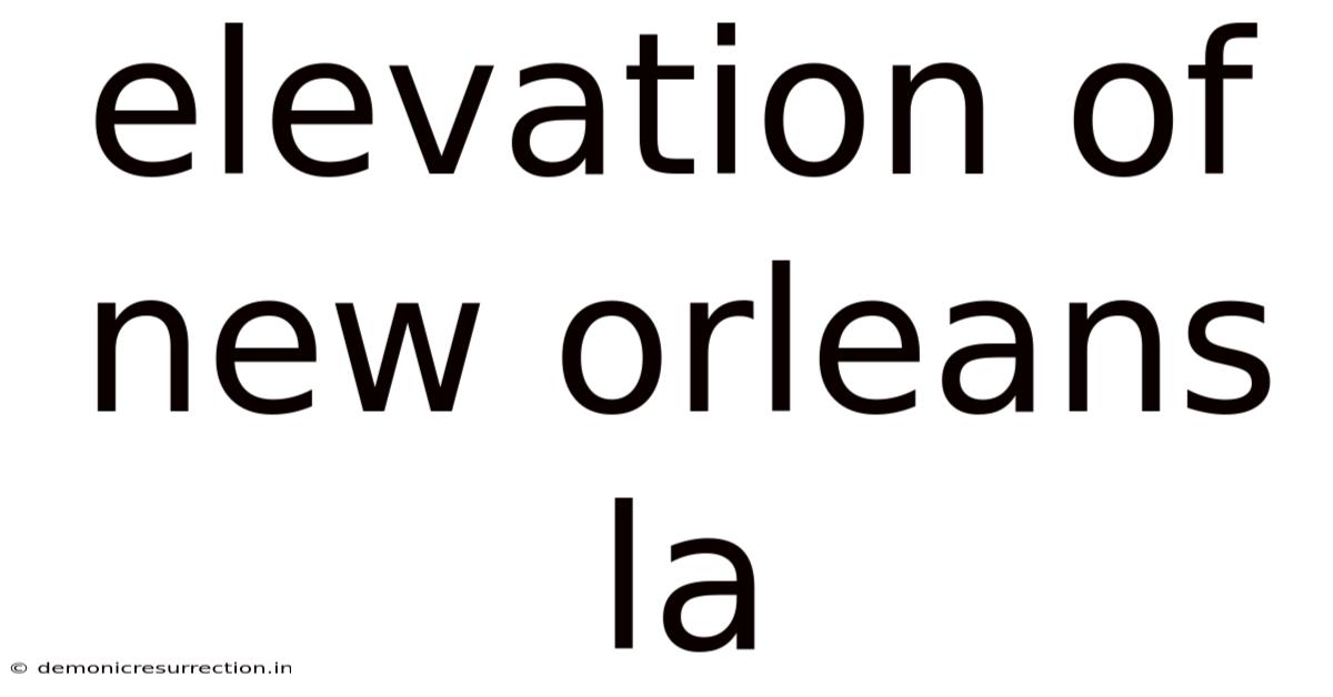 Elevation Of New Orleans La