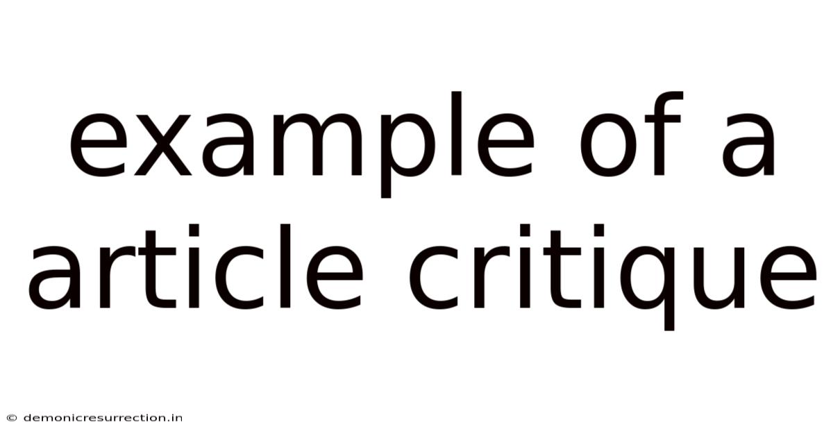 Example Of A Article Critique