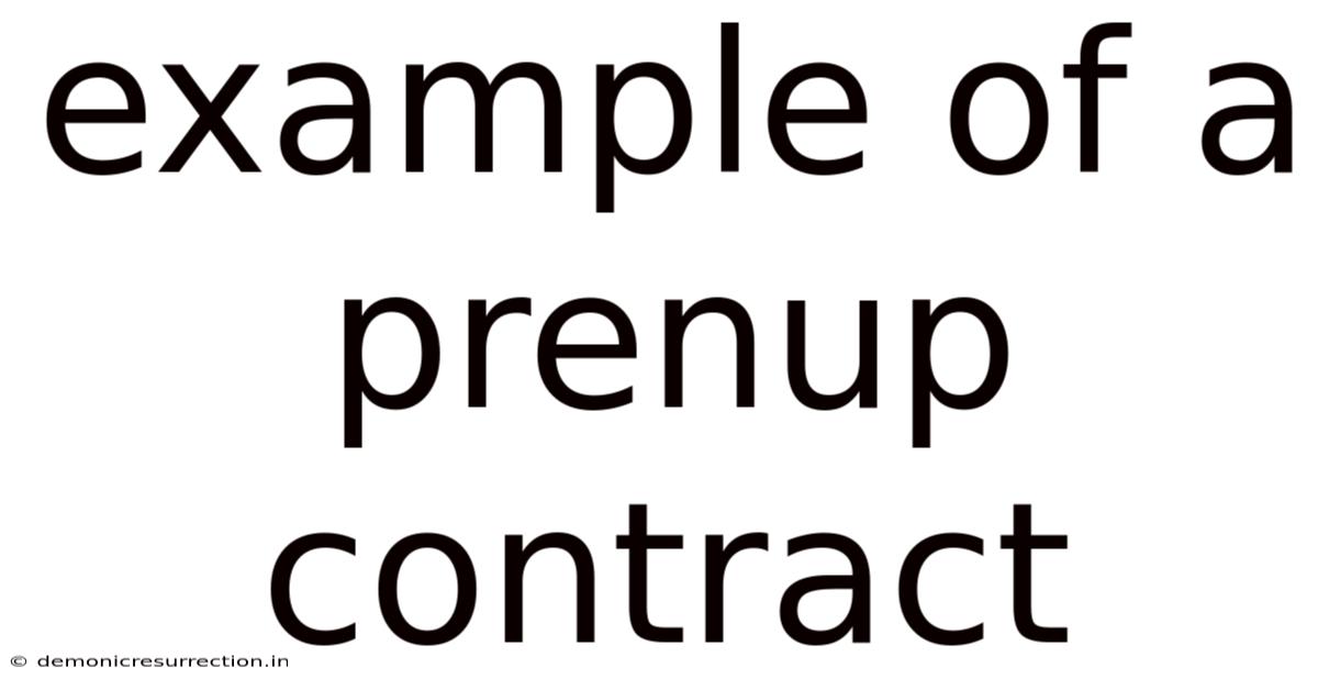 Example Of A Prenup Contract