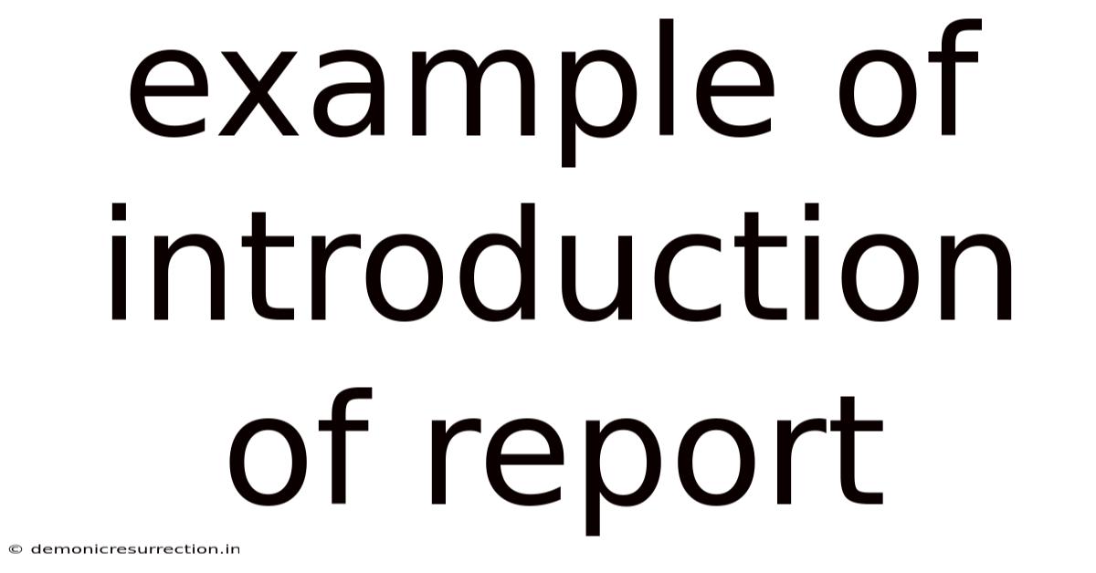 Example Of Introduction Of Report