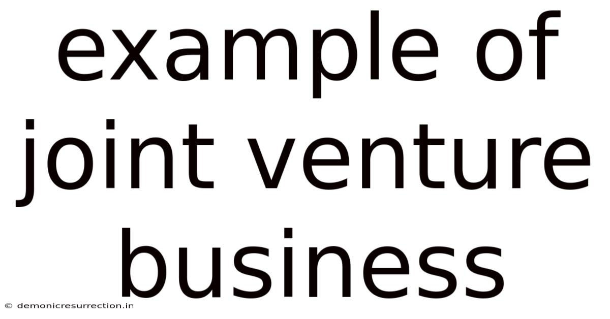 Example Of Joint Venture Business