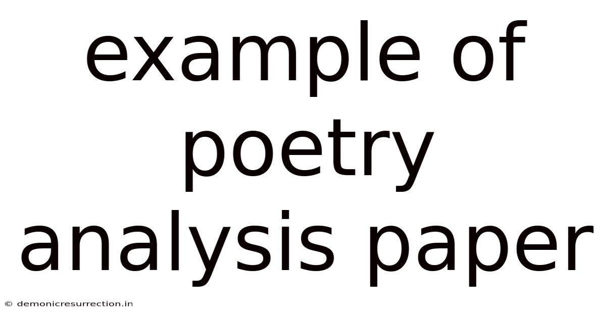 Example Of Poetry Analysis Paper