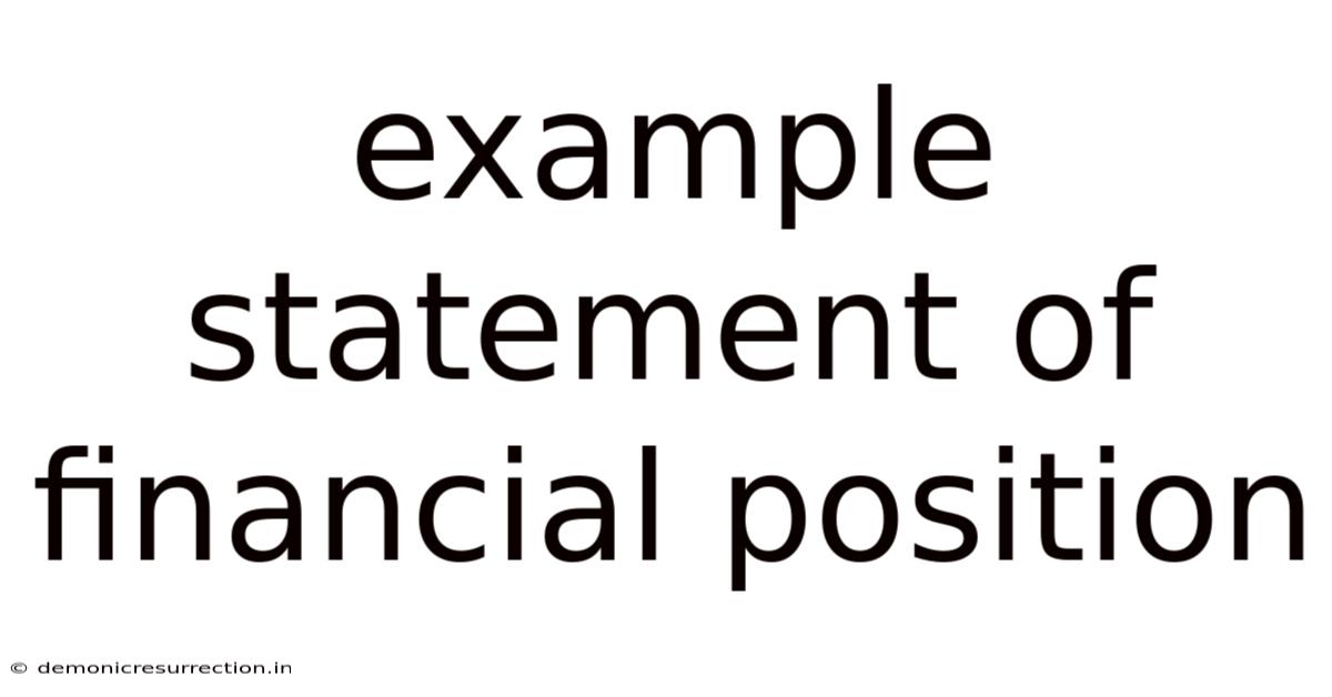 Example Statement Of Financial Position