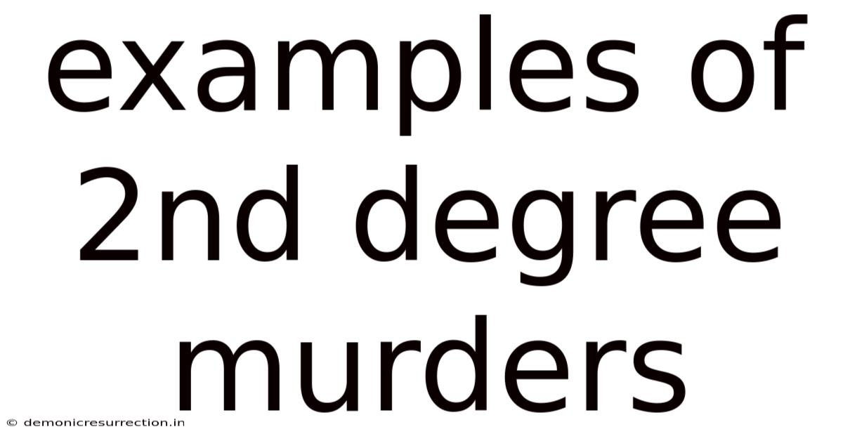 Examples Of 2nd Degree Murders