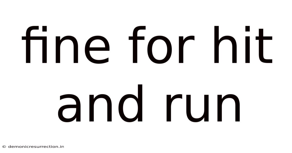 Fine For Hit And Run