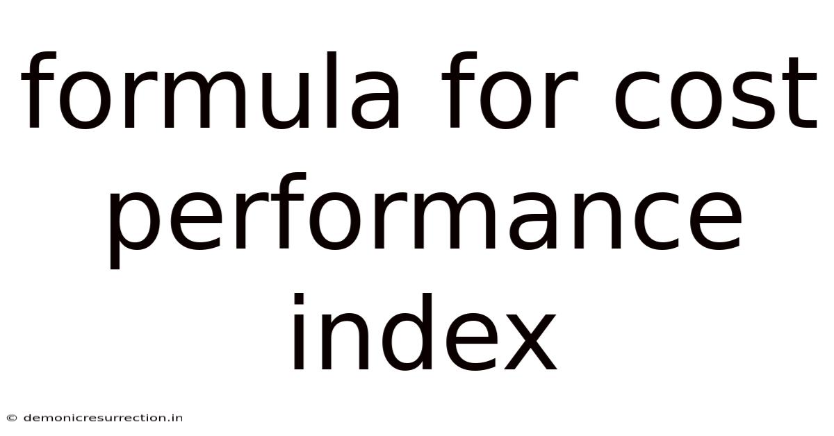 Formula For Cost Performance Index