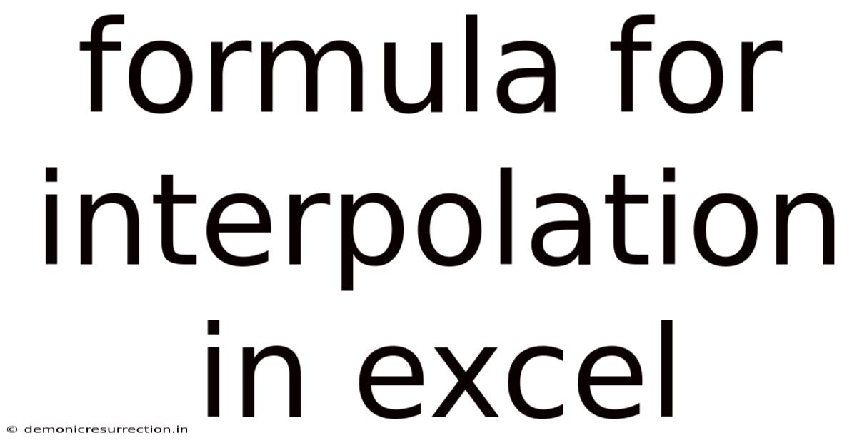 Formula For Interpolation In Excel