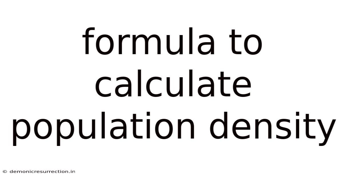 Formula To Calculate Population Density