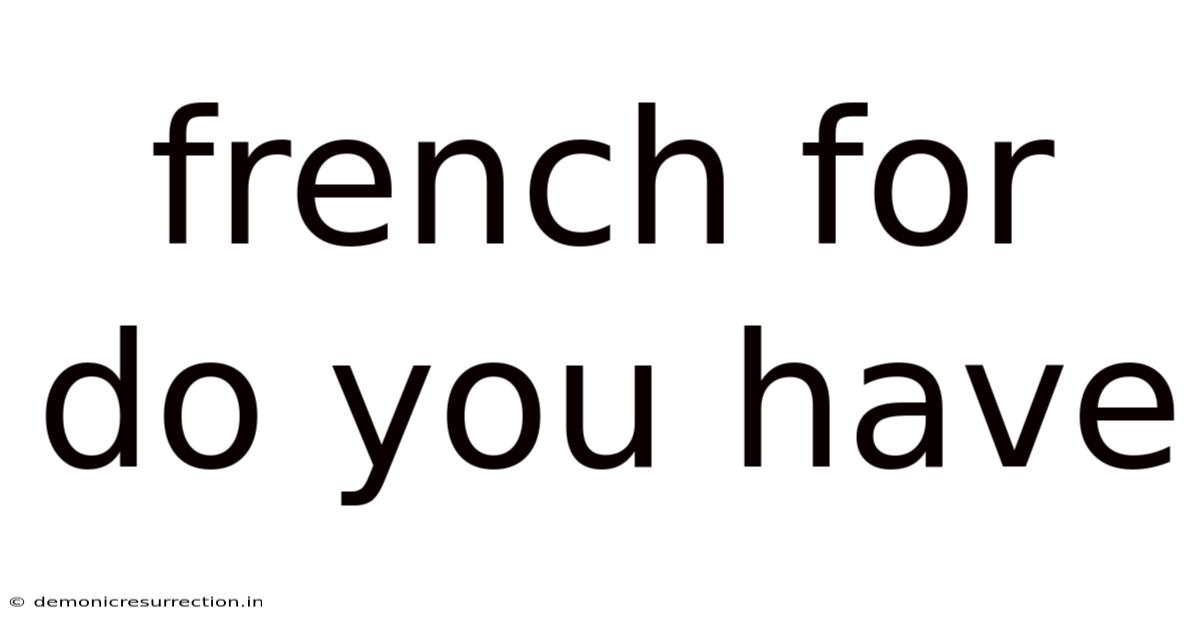 French For Do You Have