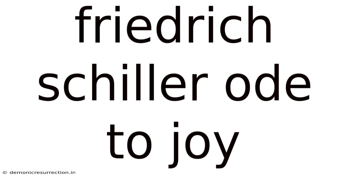 Friedrich Schiller Ode To Joy
