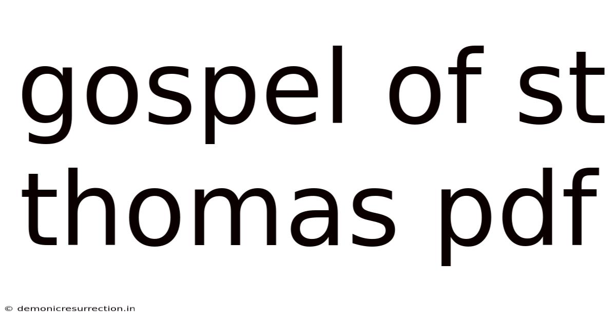 Gospel Of St Thomas Pdf