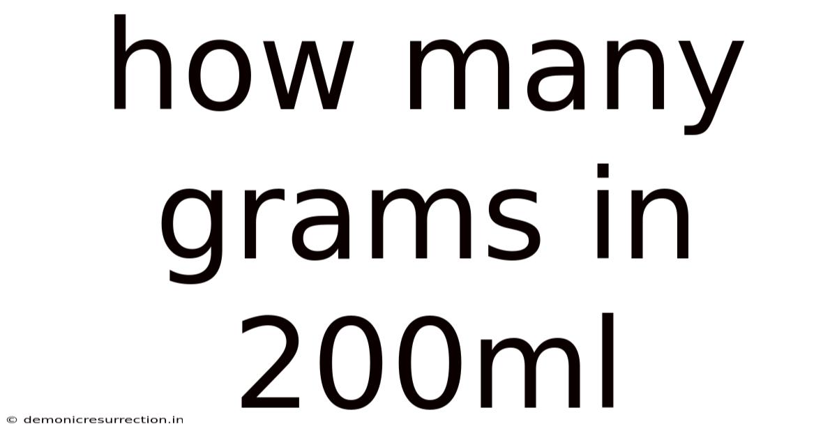 How Many Grams In 200ml