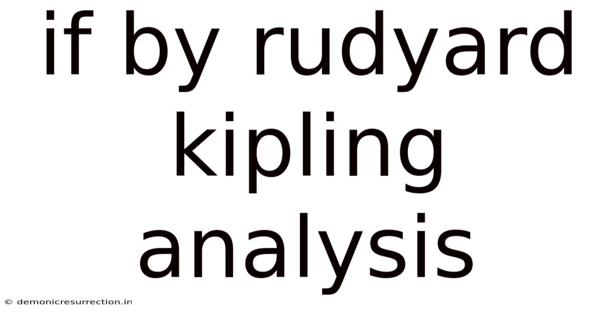 If By Rudyard Kipling Analysis