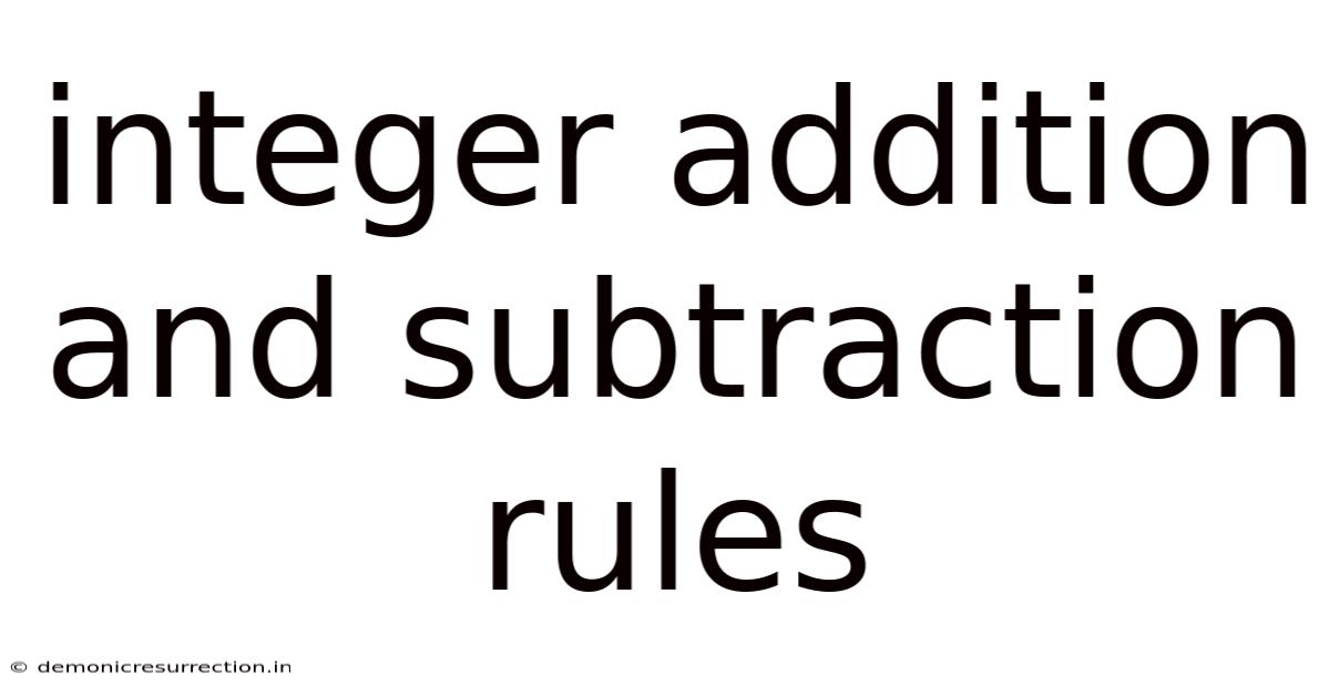 Integer Addition And Subtraction Rules