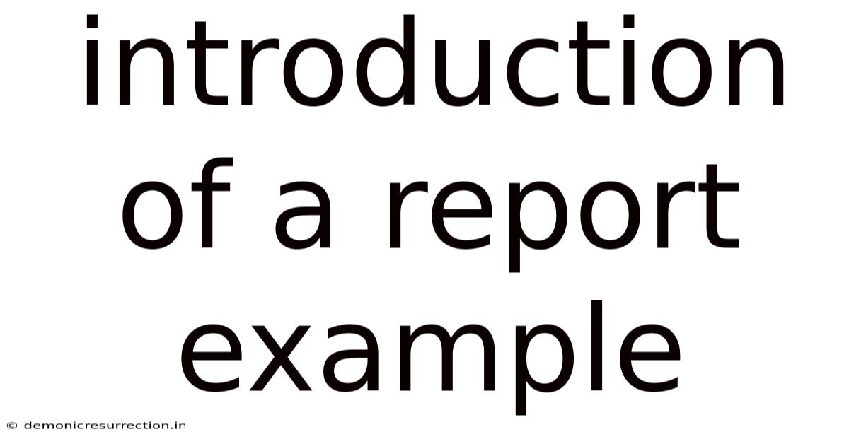 Introduction Of A Report Example