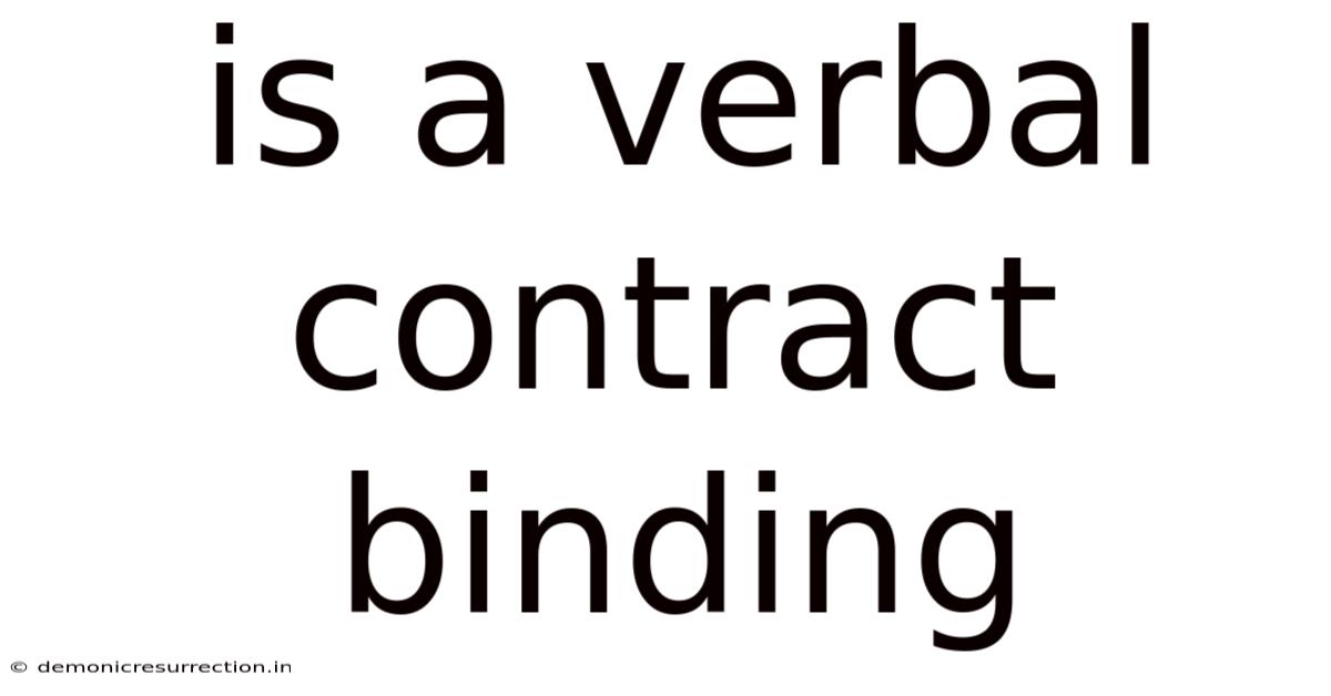 Is A Verbal Contract Binding