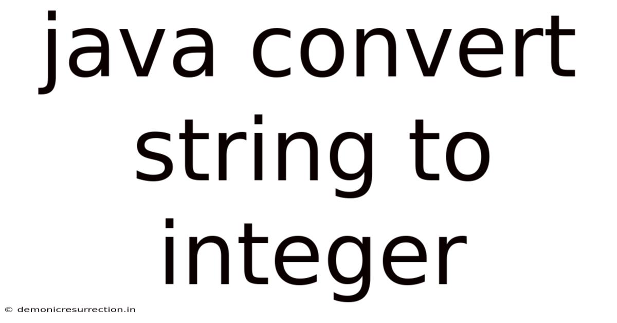 Java Convert String To Integer