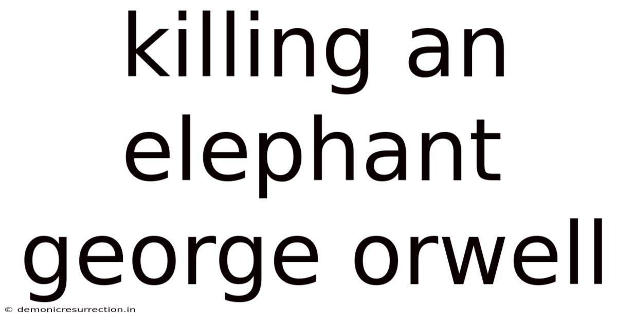 Killing An Elephant George Orwell