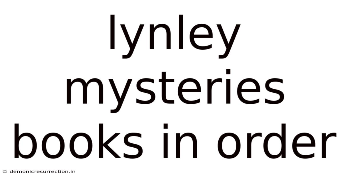 Lynley Mysteries Books In Order