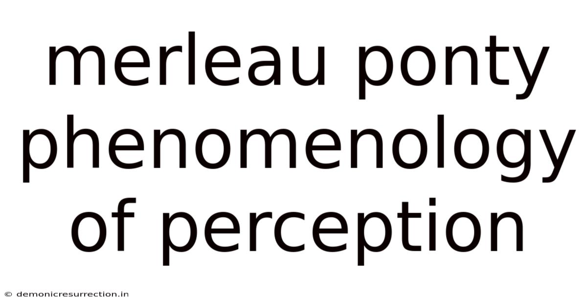 Merleau Ponty Phenomenology Of Perception