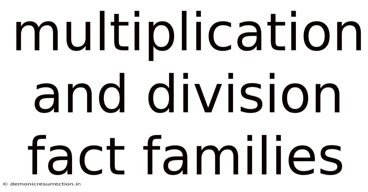 Multiplication And Division Fact Families