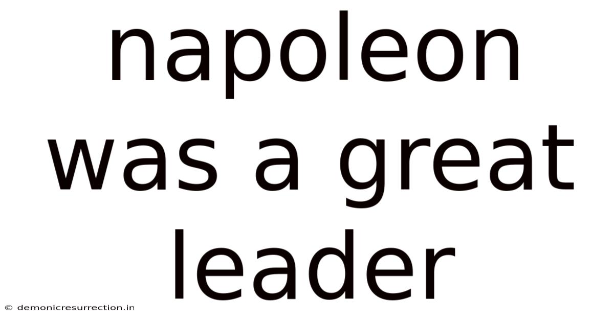 Napoleon Was A Great Leader
