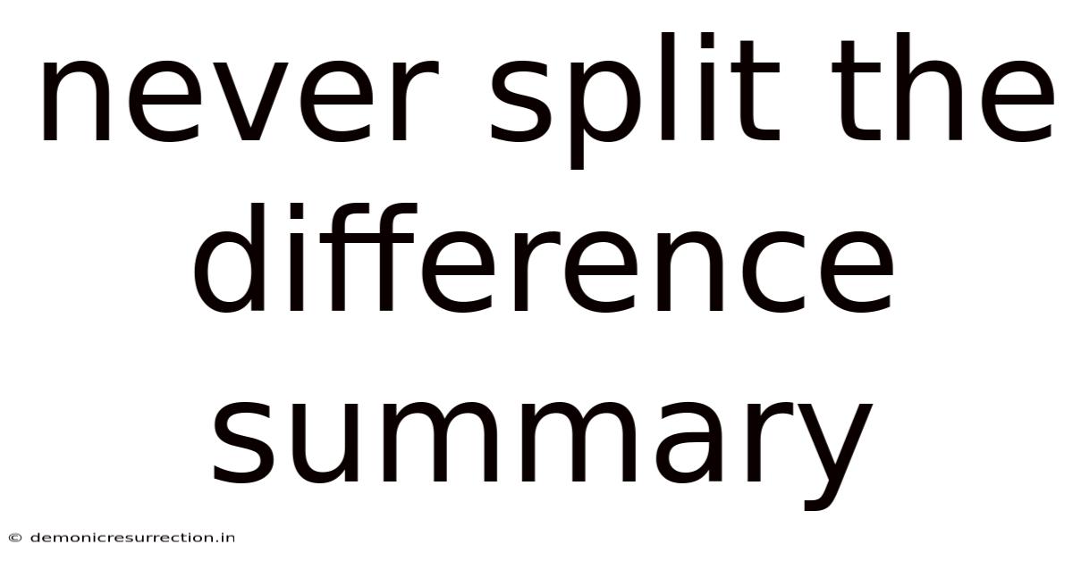 Never Split The Difference Summary