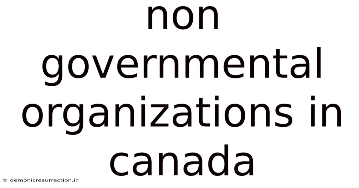 Non Governmental Organizations In Canada