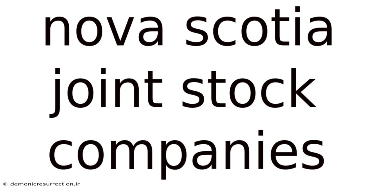 Nova Scotia Joint Stock Companies