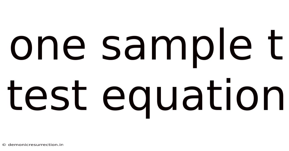 One Sample T Test Equation