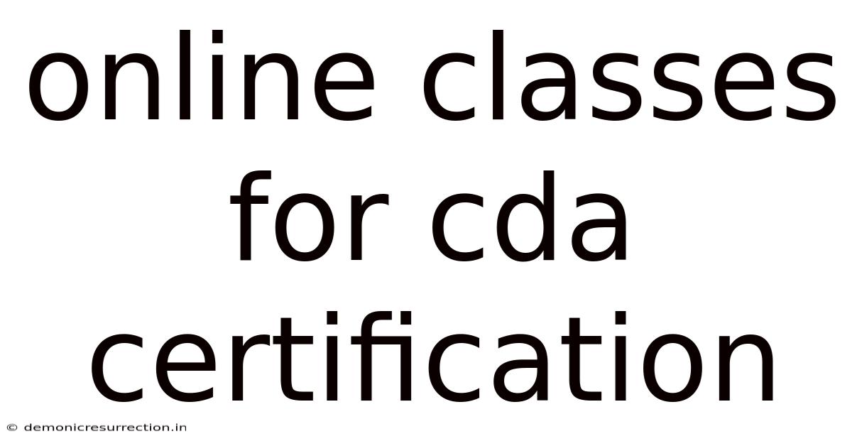 Online Classes For Cda Certification